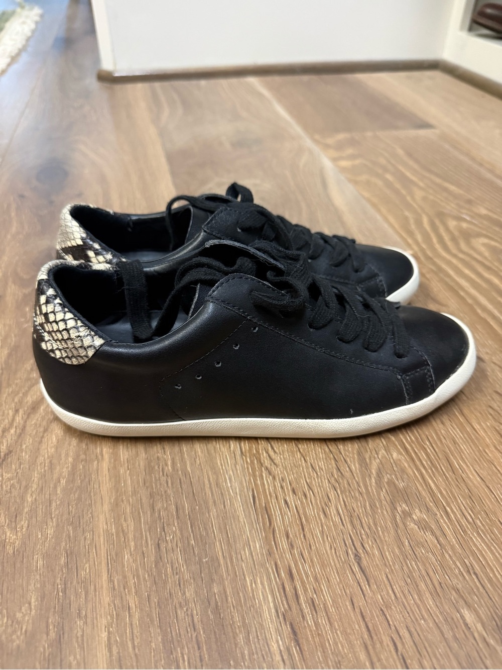 Banana Republic Black Sneakers with Snake-Print Heel